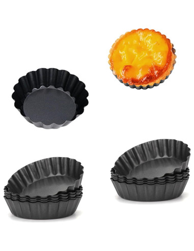 12 Moldes para Tartas de Huevo QJFCare 8 cm Antiadherente