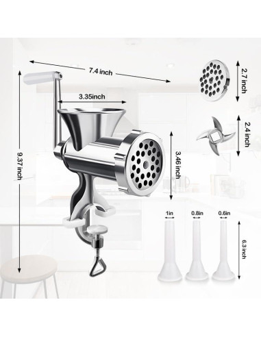 Picadora de Carne Manual Vdsfand con Embudo para Salchichas
