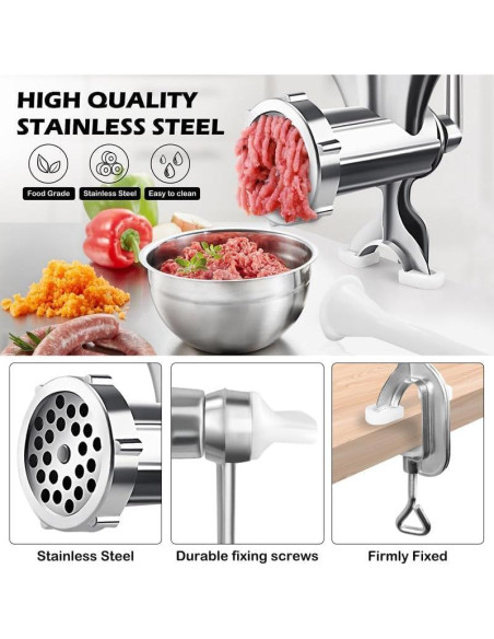 Picadora de Carne Manual Vdsfand con Embudo para Salchichas