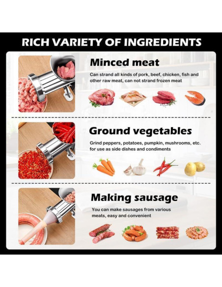 Picadora de Carne Manual Vdsfand con Embudo para Salchichas