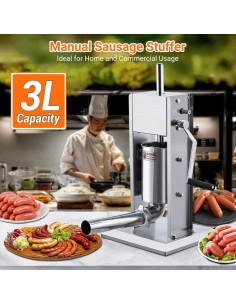 Rellenador de Salchichas GarveeHome 3L Acero Inoxidable Doble Velocidad 2
