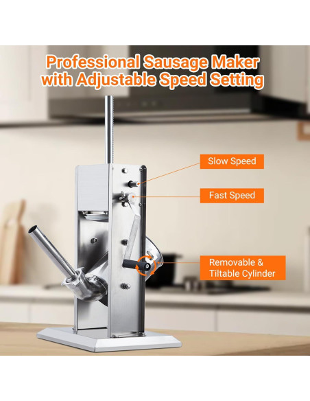 Rellenador de Salchichas GarveeHome 3L Acero Inoxidable Doble Velocidad