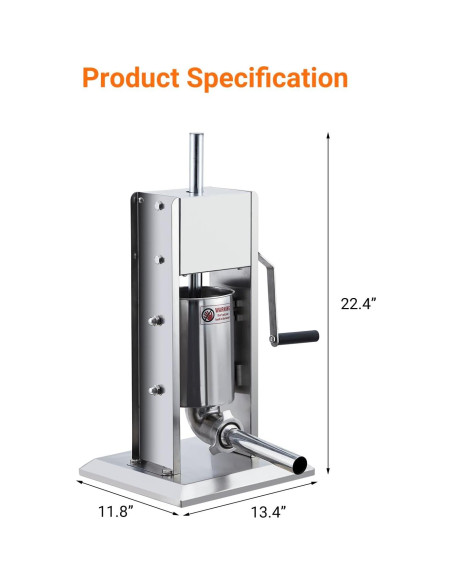 Rellenador de Salchichas GarveeHome 3L Acero Inoxidable Doble Velocidad