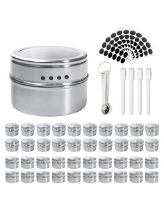 Juego de 40 Latas Magnéticas para Especias LECEHIVO con Etiquetas