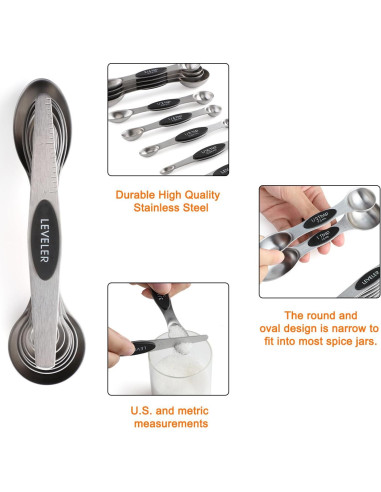Juego de Tazas y Cucharas Medidoras YAMOLIN Acero Inoxidable