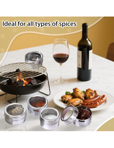 Juego de 40 Latas Magnéticas para Especias LECEHIVO con Etiquetas