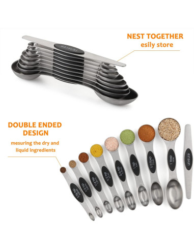 Juego de Tazas y Cucharas Medidoras YAMOLIN Acero Inoxidable