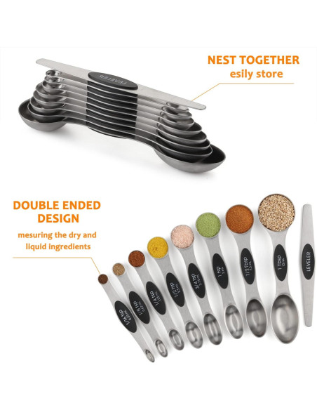 Juego de Tazas y Cucharas Medidoras YAMOLIN Acero Inoxidable
