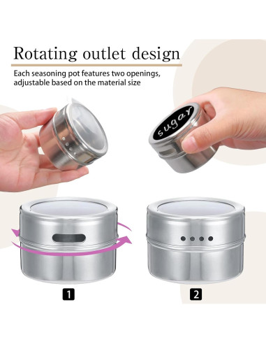 Juego de 40 Latas Magnéticas para Especias LECEHIVO con Etiquetas