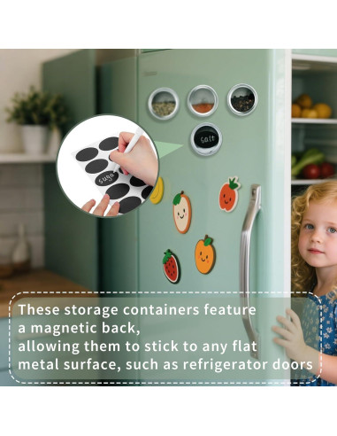 Juego de 40 Latas Magnéticas para Especias LECEHIVO con Etiquetas