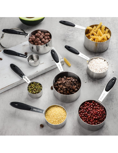 Juego de Tazas y Cucharas Medidoras YAMOLIN Acero Inoxidable