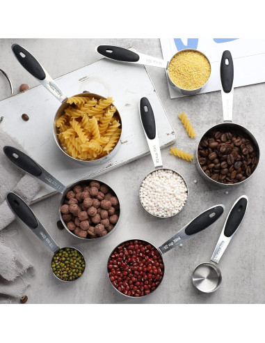 Juego de Tazas y Cucharas Medidoras YAMOLIN Acero Inoxidable