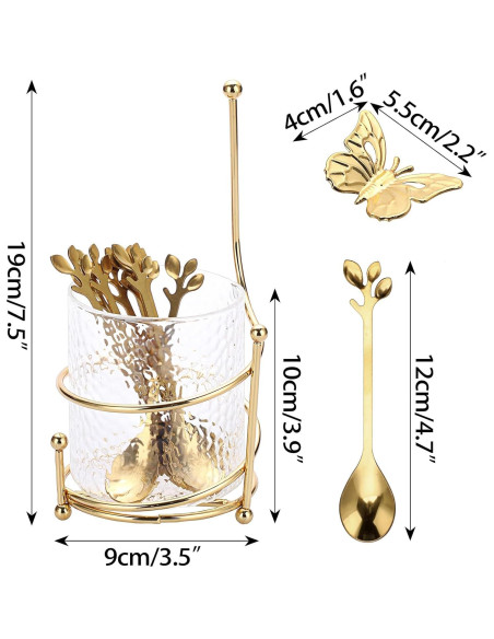 Juego de Cucharas de Café ELLDOO con Soporte de Vidrio - 8 Piezas
