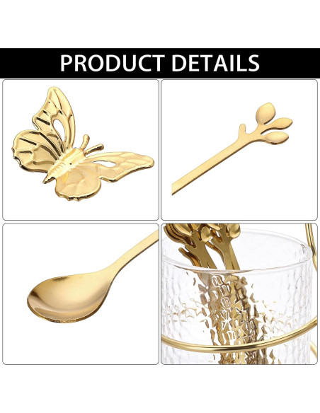 Juego de Cucharas de Café ELLDOO con Soporte de Vidrio - 8 Piezas