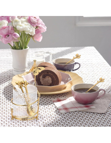 Juego de Cucharas de Café ELLDOO con Soporte de Vidrio - 8 Piezas