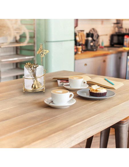 Juego de Cucharas de Café ELLDOO con Soporte de Vidrio - 8 Piezas