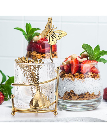 Juego de Cucharas de Café ELLDOO con Soporte de Vidrio - 8 Piezas