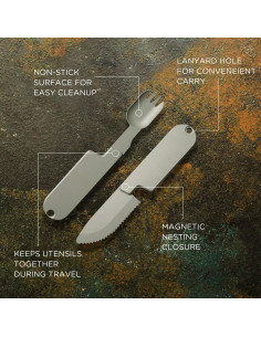Juego de Utensilios de Camping 2 en 1 Genérico - Tenedor y Cuchara Plegables de Acero Inoxidable 2