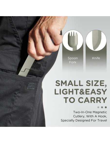 Juego de Utensilios de Camping 2 en 1 Genérico - Tenedor y Cuchara Plegables de Acero Inoxidable