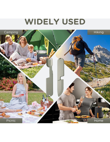 Juego de Utensilios de Camping 2 en 1 Genérico - Tenedor y Cuchara Plegables de Acero Inoxidable