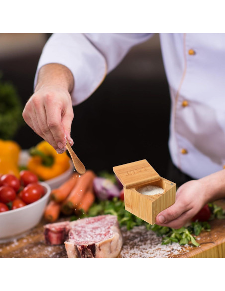 Caja de Sal de Bambú Honeydak con Tapa Magnética 170g