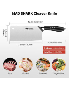 Cuchillo de Carnicero MAD SHARK 19.1 cm Acero Inoxidable Profesional 2