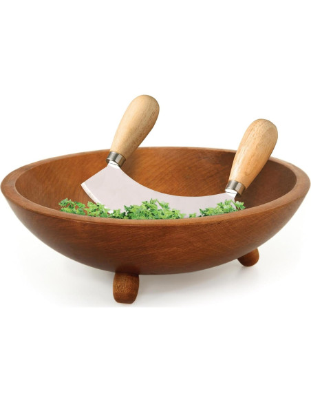 Cortador Mezzaluna HIC Kitchen Doble Mango Acero Inoxidable 17.46cm