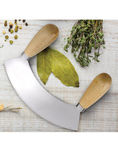Cortador Mezzaluna HIC Kitchen Doble Mango Acero Inoxidable 17.46cm