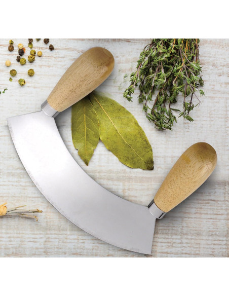 Cortador Mezzaluna HIC Kitchen Doble Mango Acero Inoxidable 17.46cm