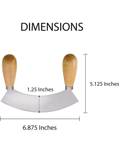 Cortador Mezzaluna HIC Kitchen Doble Mango Acero Inoxidable 17.46cm