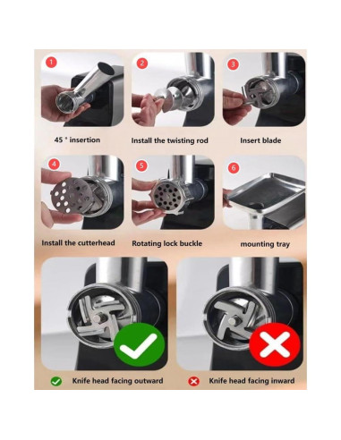 Picadora de Carne Eléctrica axGear 2800W Acero Inoxidable