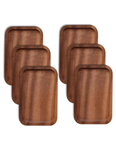 Paquete de 6 bandejas de madera Linwnil 20.32x12.7cm resistentes