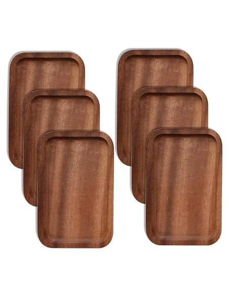 Paquete de 6 bandejas de madera Linwnil 20.32x12.7cm resistentes