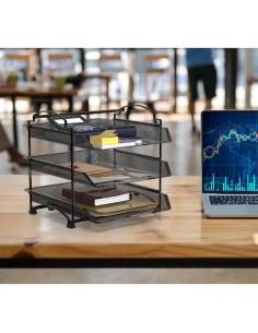 Organizador de Documentos Apilable Simple Houseware 3 Niveles Negro 2