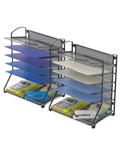 Organizador de Archivos Deslizante Simple Houseware, 6 Niveles, Negro, 2 Paquetes