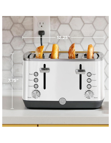 Tostadora GE 4 Rebanadas Blanca | Ranuras Anchas y 7 Configuraciones