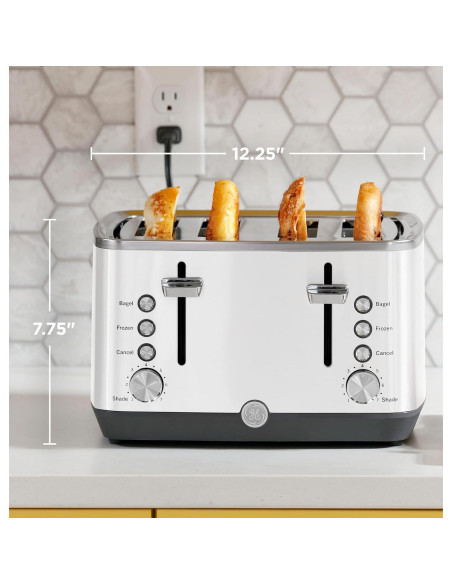 Tostadora GE 4 Rebanadas Blanca | Ranuras Anchas y 7 Configuraciones
