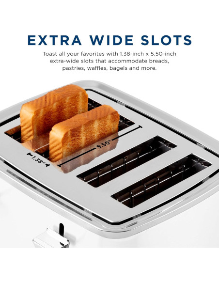 Tostadora GE 4 Rebanadas Blanca | Ranuras Anchas y 7 Configuraciones
