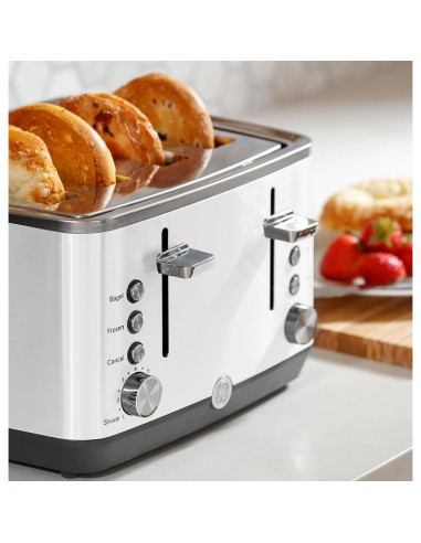 Tostadora GE 4 Rebanadas Blanca | Ranuras Anchas y 7 Configuraciones