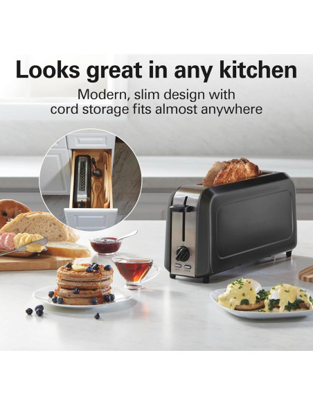 Tostadora Hamilton Beach 2 Rebanadas Negra con Control de Dorado