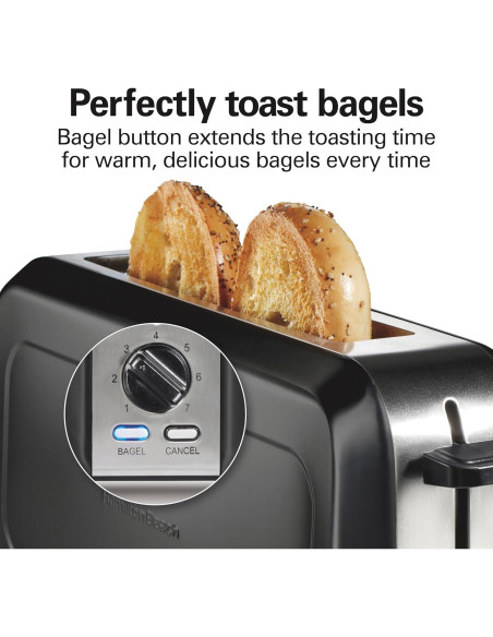 Tostadora Hamilton Beach 2 Rebanadas Negra con Control de Dorado