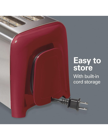 Tostadora Hamilton Beach 2 Rebanadas Roja con Ranuras Anchas