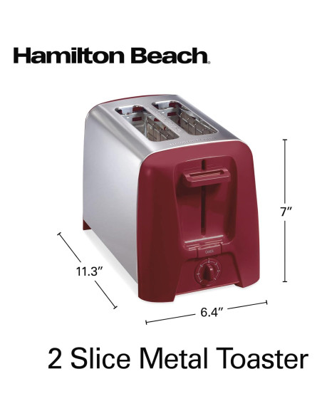 Tostadora Hamilton Beach 2 Rebanadas Roja con Ranuras Anchas