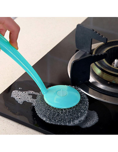 6 Esponjas de Acero Inoxidable Wideskall con Mango para Cocina