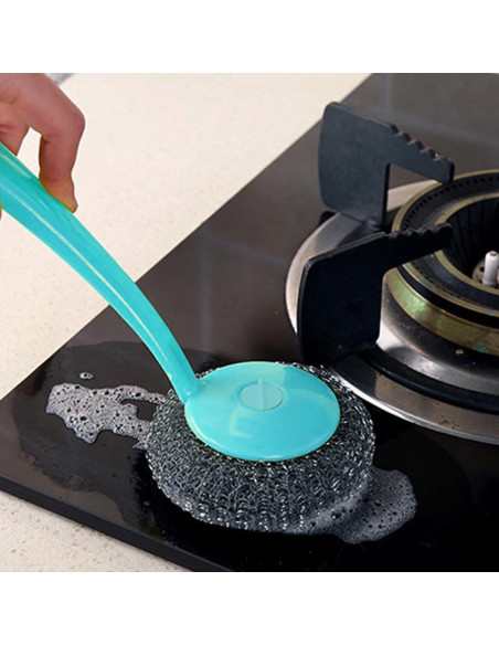 6 Esponjas de Acero Inoxidable Wideskall con Mango para Cocina