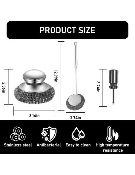 Esponja de Alambre de Acero Inoxidable ZQYSTT 9 Piezas