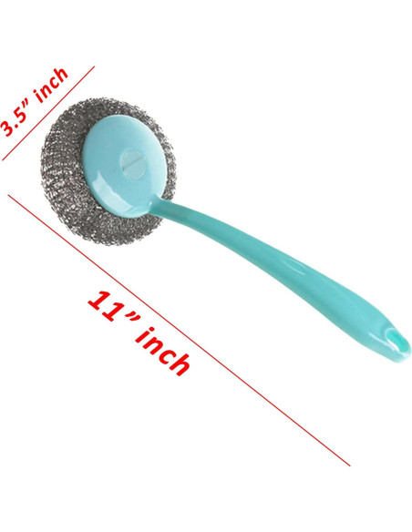 6 Esponjas de Acero Inoxidable Wideskall con Mango para Cocina