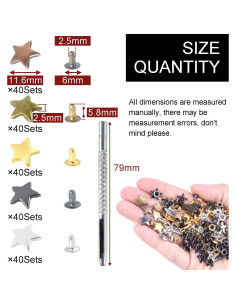 200 Sets Remaches de Cuero Estrella 12mm CooBigo + Herramienta 2