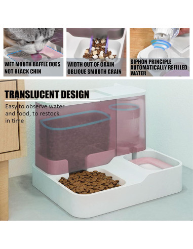 Comedero y Dispensador Automático Kathson 2 en 1 para Gatos y Perros