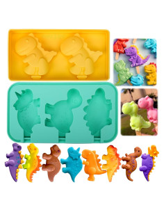 Moldes de Paletas de Dinosaurio Palksky - 2 Pack Silicona 12 Cavidades